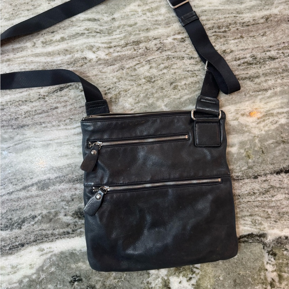 Margot New York Black Genuine Leather Crossbody Bag